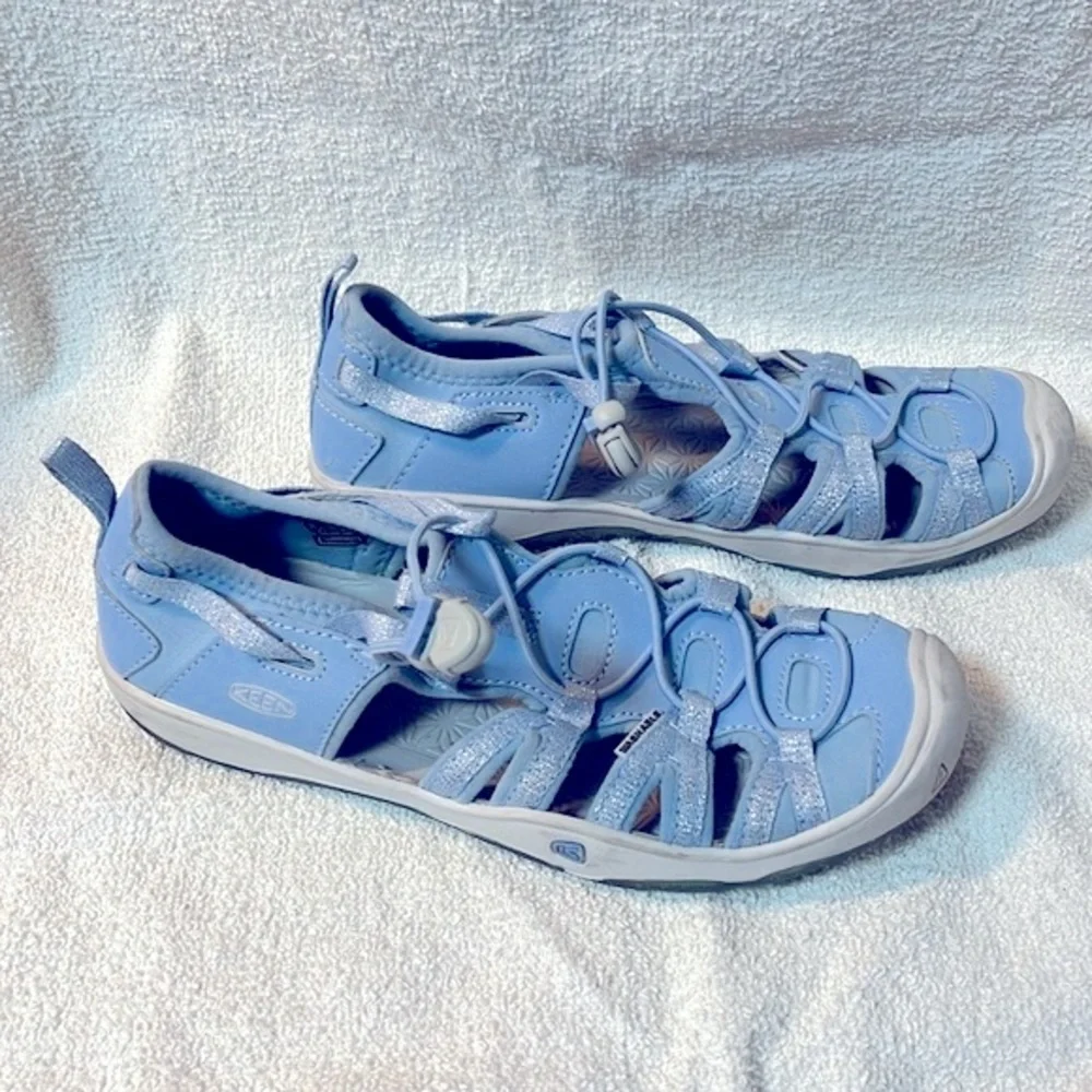 NWOT Keen girls Seacamp ll baby blue glitter sandals in size 3